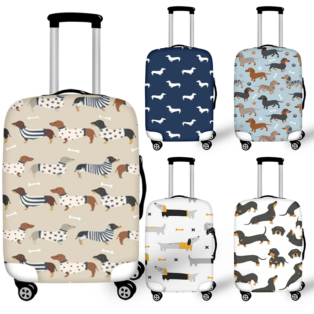 Cartoon Cute Dachshund Print Women Fashion Design Stretch Dust Cover Airplane Travel Accessories Suitcase Covers for 18-32 Inch