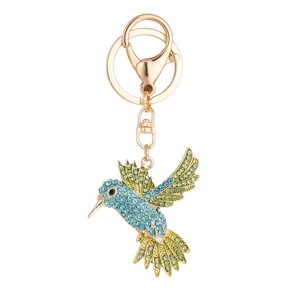 

Sparkling Crystal High Quality Alloy Hummingbird Keychain Animal Women's Bag Pendant Metal Key Ring