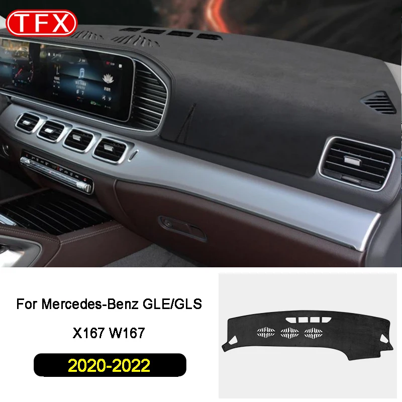 

Flannel Car Dashboard Cover Mat Carpet Dashmat For Mercedes-Benz Gle/Gls-Class X167 W167 2020 2021 2022 Pad Sunshade Accessories