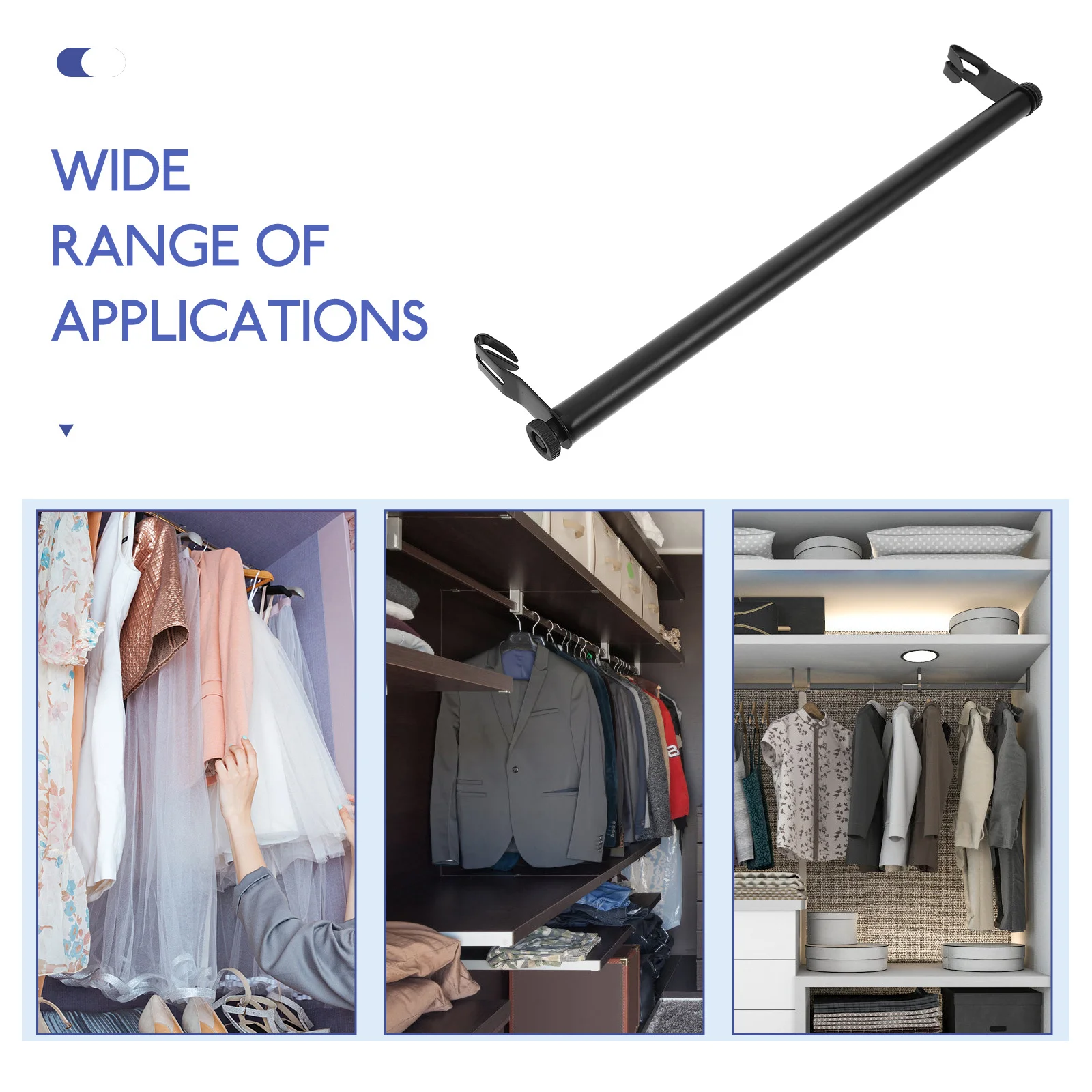 رف تجفيف قابل للتمديد 40 سنتيمتر قضيب معلق من الفولاذ الكربوني عالي التحمل للملابس خزانة رفوف سلكية منظم الغسيل بدون حفر #6