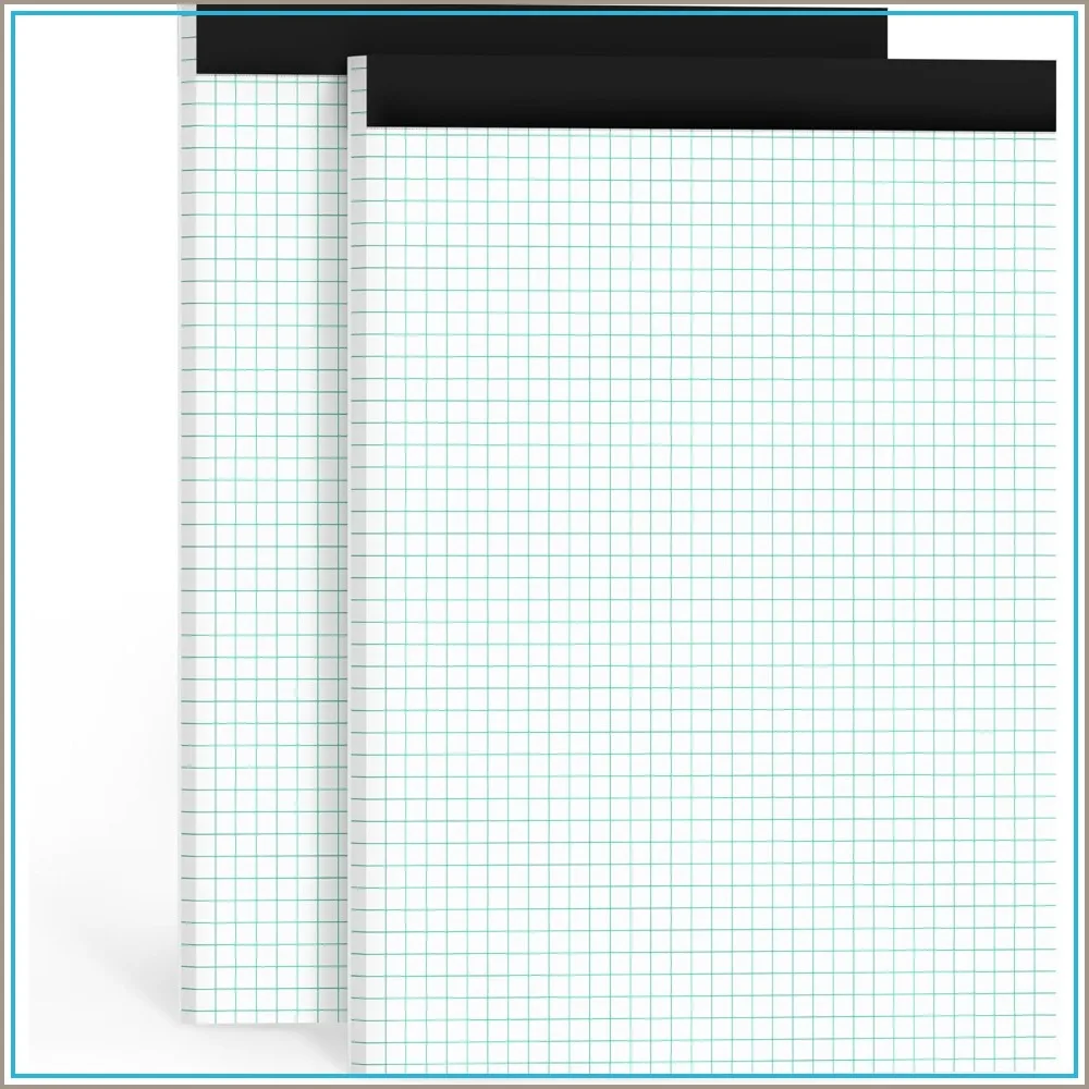 Graph Paper Pads 8.5x11, 4x4 Quad Ruled, 2-Pack, 30 Sheets Each