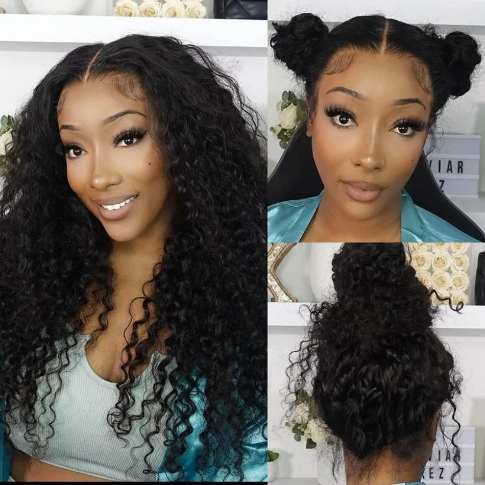 360 شعر مستعار دانتيل كامل مجعد موجة عميقة Hd باروكات أمامية من الدانتيل قبل قطعها 250 كثافة # 427 تسليط الضوء على باروكات الشعر البشري البرازيلي 40 بوصة