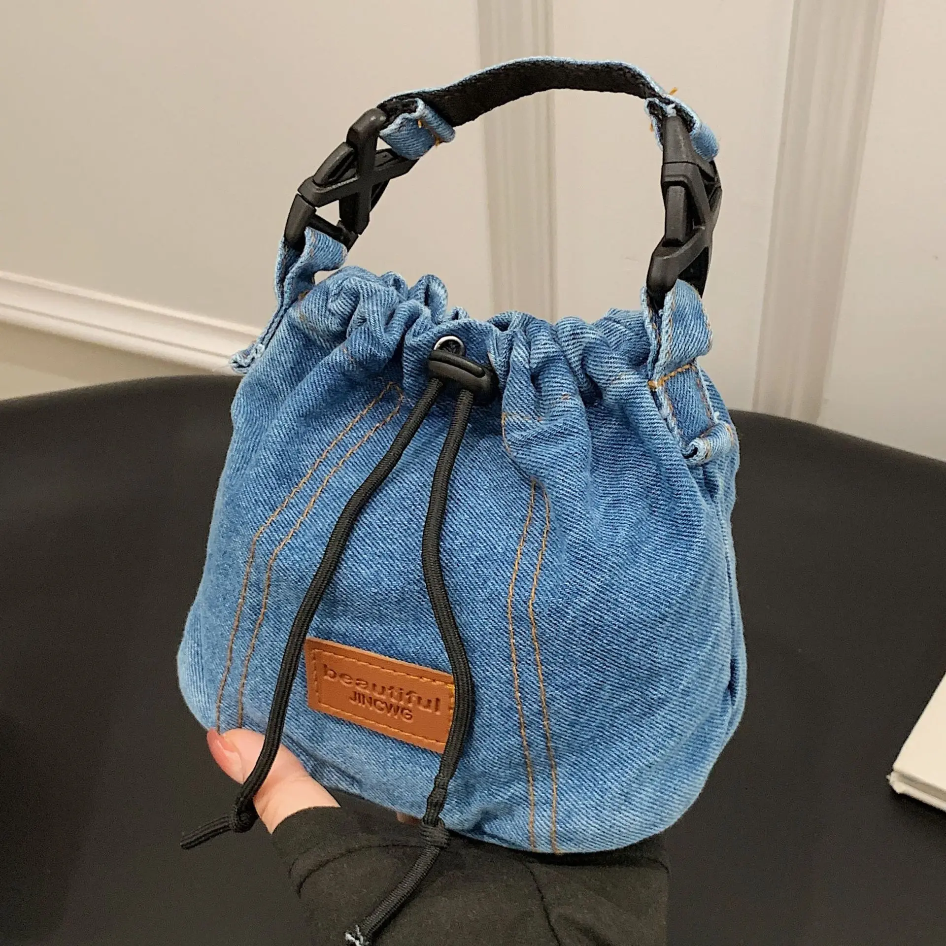 

​​2025 Summer Denim Bucket Bag Niche Womens Crossbody Purse Trendy Top Handle Tote for Casual Stylish Outfits​​
