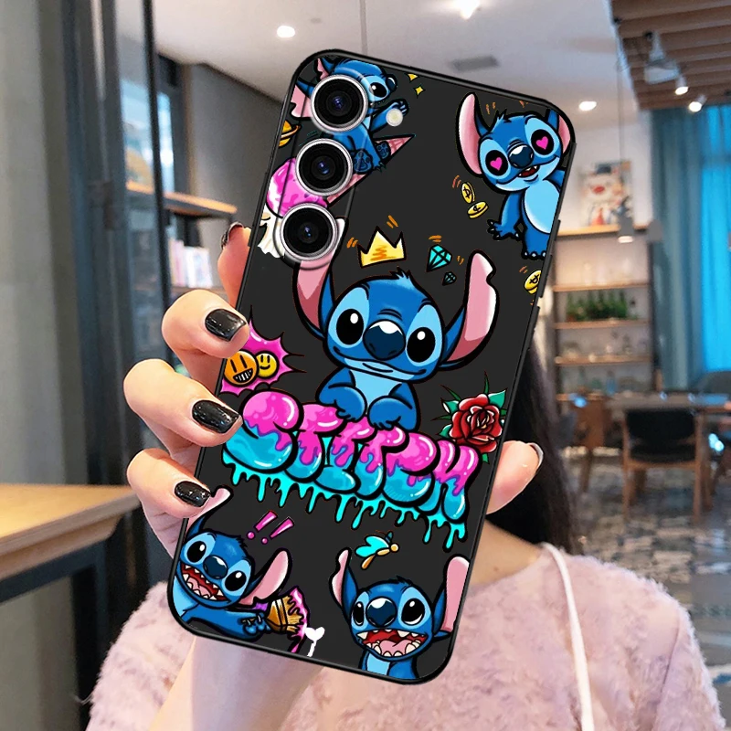 Stitch Cute For Samsung Galaxy S23 S22 S21 S20 Ultra Plus Pro S10 S9 S8 S7 Silicone Soft Black Phone Case Coque Capa Fundas