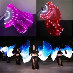 LED Belly Dance Silk Fan Long Silk Belly Dance Costume Fans for Belly Dancing Stage Performance Props Glow Party Supplies