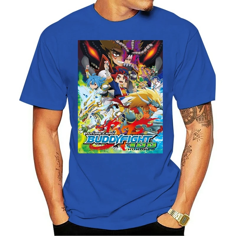 Future Card Buddyfight 100 Anime Battle Card Worn Look Cool T Shirt Printed T Shirt Short Sleeve Men