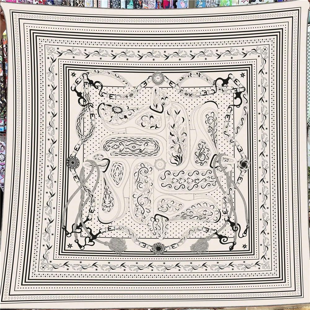 POBING Seiden-Kaschmir-Schal für Damen, manuell gerollte quadratische Schals, große Bandana, luxuriöser Hijab, weibliche Foulards, Poncho, 135 cm – Detail 15