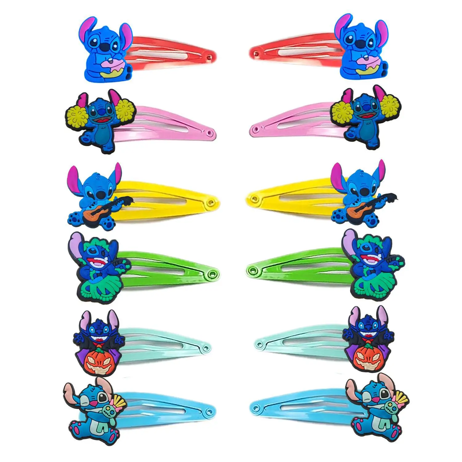 Disney Stitch Children Hair Clip A Pair of Schoolgirl Bangs Hair Breaker Creative Cute Kiddie Style Back Head Hair Breaker Clip