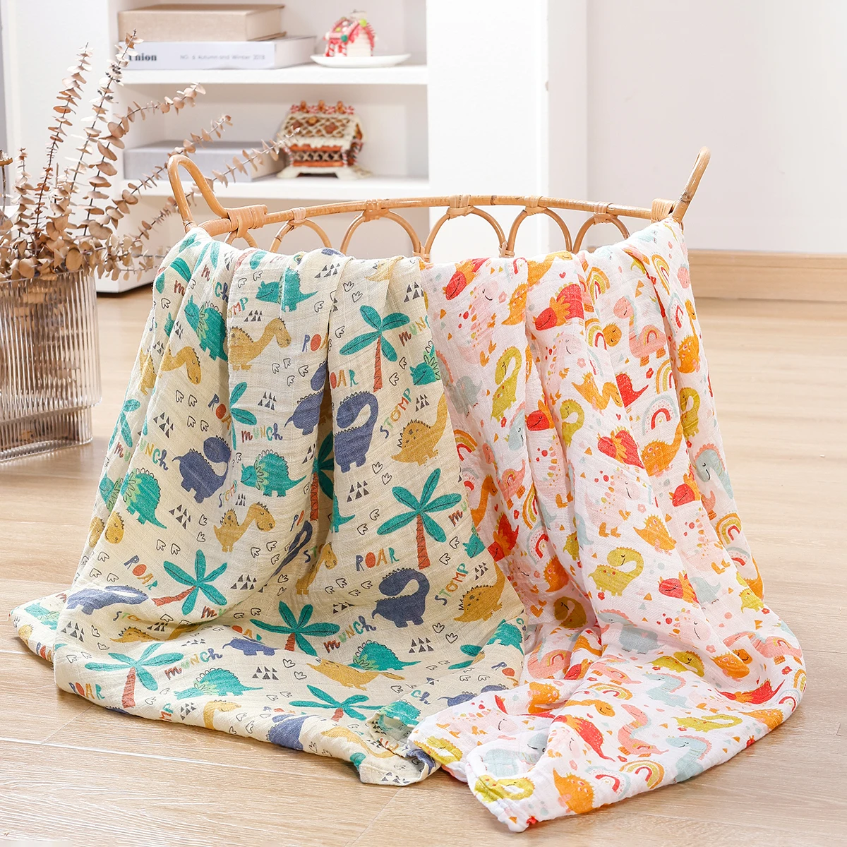 Kangobaby 2Pieces/Set 70% Bamboo+30% Soft Cotton Baby Swaddle Wraps Cotton Baby Muslin Blankets Newborn 100% Bamboo Muslin Quilt