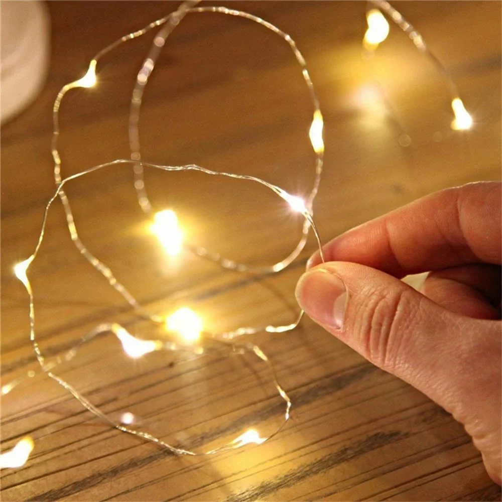 10 Uds AA Navidad alambre de cobre LED cadena de luces decoración de boda 2m 3m 5m 10m Hada interior guirnalda de Luces para fiesta Luces para el hogar