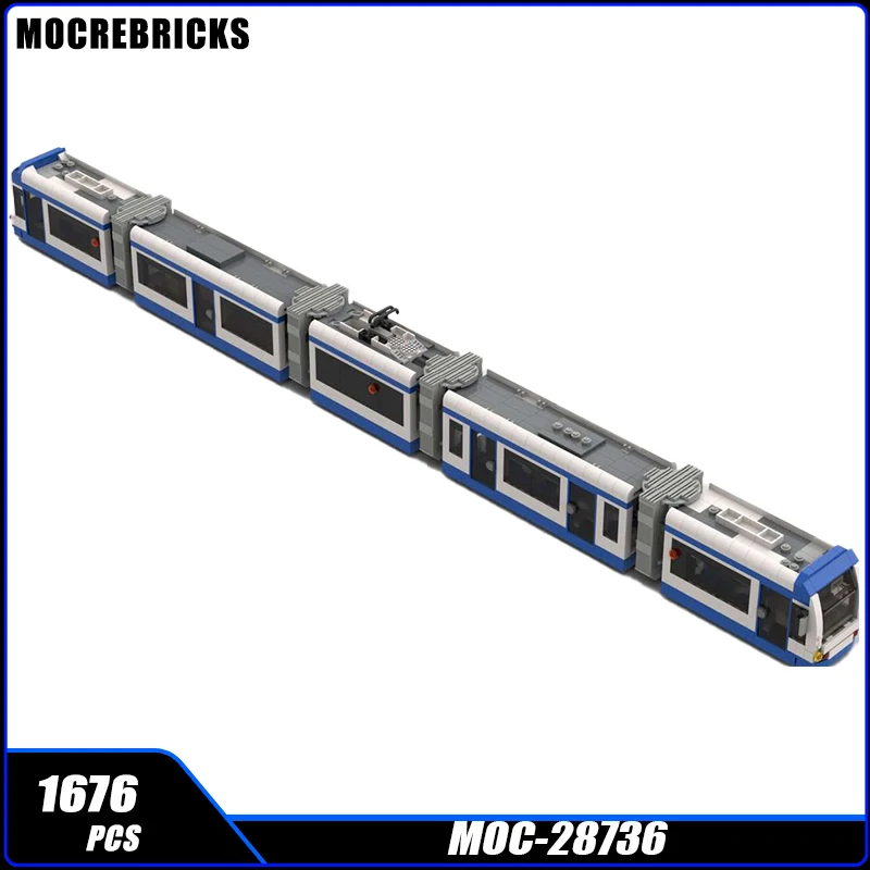 MOC Railway Blue White Tracked High Speed Tram Building Blocks Assembly Model Bricks Display Creative Children Toys Gift 1676PCS