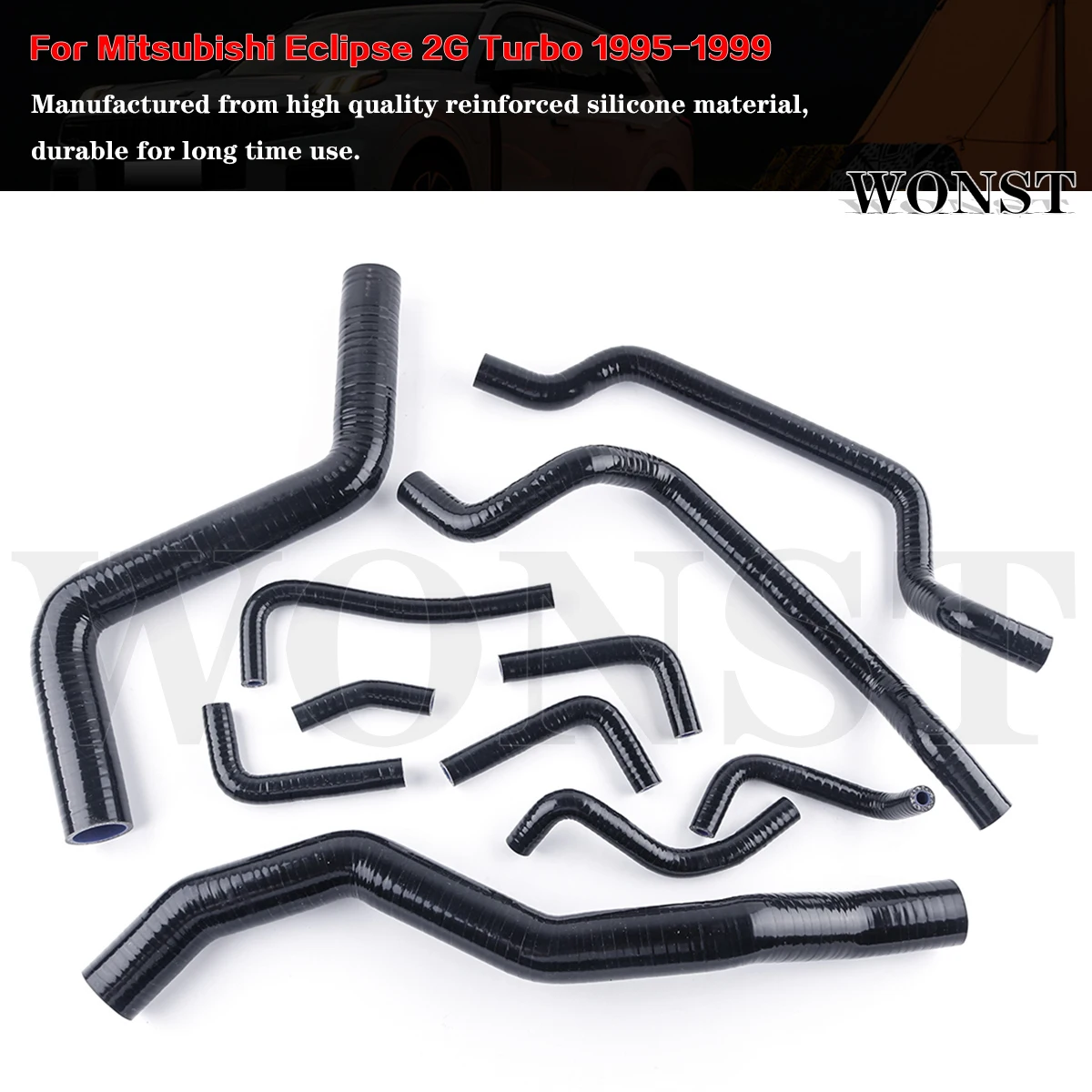 

Silicone Radiator Coolant Heater Hose Pipe Kit For 1995-1999 Mitsubishi Eclipse 2G Turbo 4G63T 2.0L 1996 1997 1998