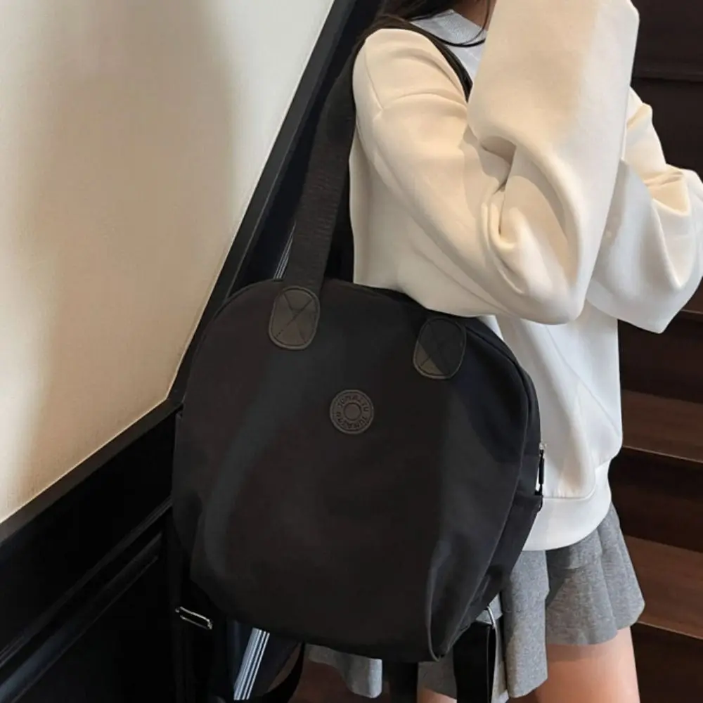 Zaino sportivo in nylon stile coreano casual Borsa a tracolla da viaggio di grande capacità in tinta unita Borsa da fitness in nylon per ragazze