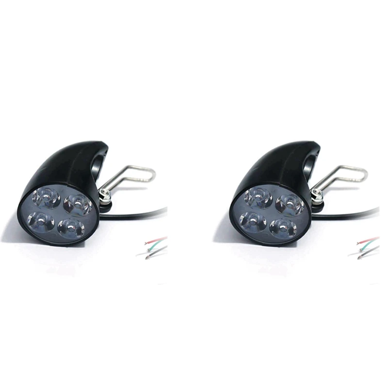 

2X36V 48V Ebike Light Scooter Lamp Электрический велосипед 4 светодиодные передние фары Ультра-яркий прожектор с звуковым сигналом