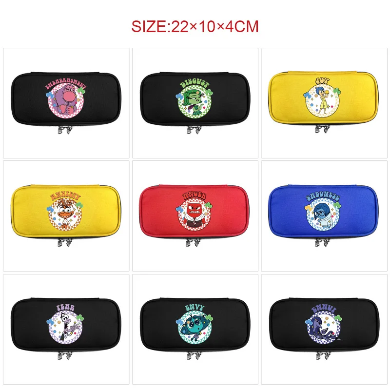 Cartoon Anime Inside Out 2 Pencil Bag Case Joy Sadness Anger Double-Layer Multifunctional Pen Case Students Stationery Supplies