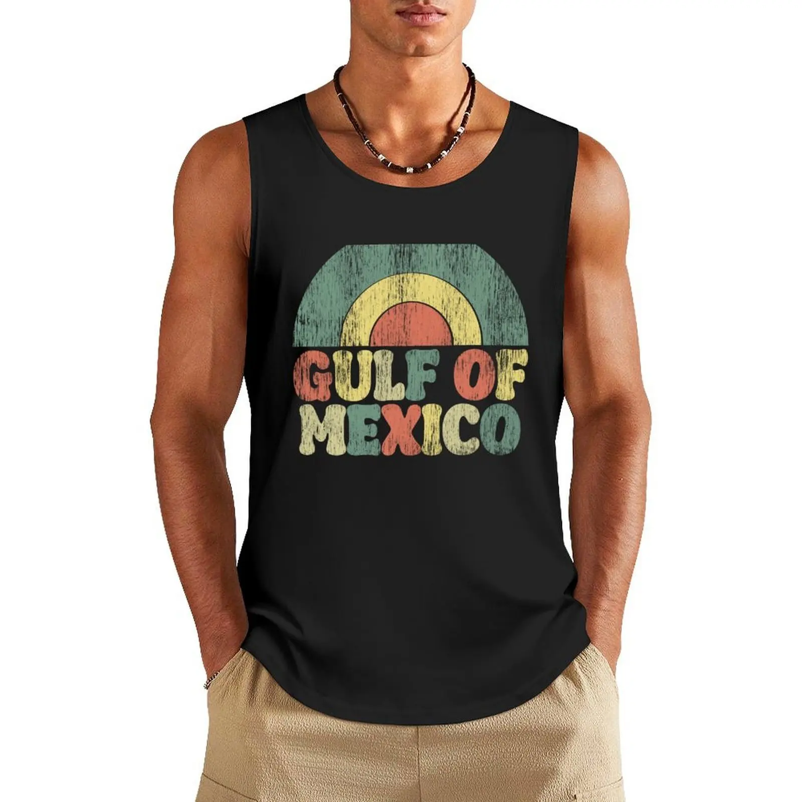 

Gulf Of Mexico. vintage. Tank Top Man gym clothes Sleeveless top mens designer clothes