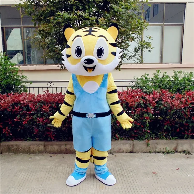 

New Arrival Yellow Tigger Mascot Costume With Yellow Black Stripes Skin Big Eyes for Halloween Party Clothing Fancy Dress