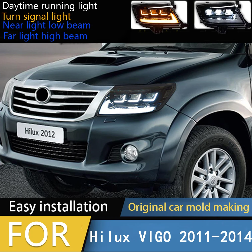 

Стайлинг автомобиля фары для Toyota Hilux VIGO светодиодные фары 2011-2014 фары Hilux DRL указатель поворота High B автоаксессуары