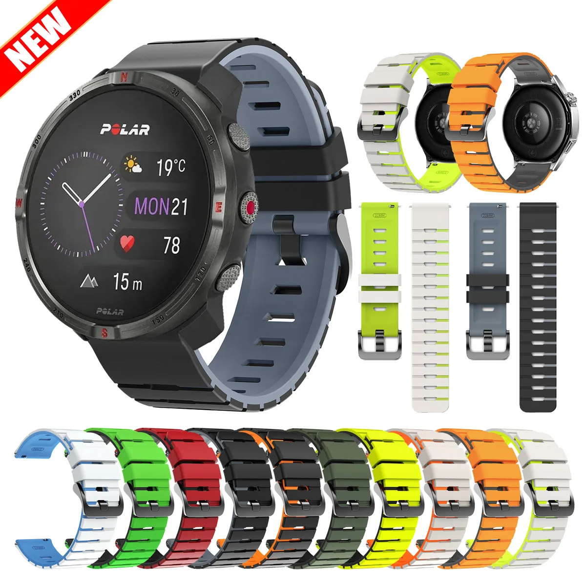 22mm Silicone Band For POLAR Grit X2 Pro Titan / Grit X Pro Watch Strap For POLAR POLAR Vantage V3 M3 M2 M Bracelets Wriststrap