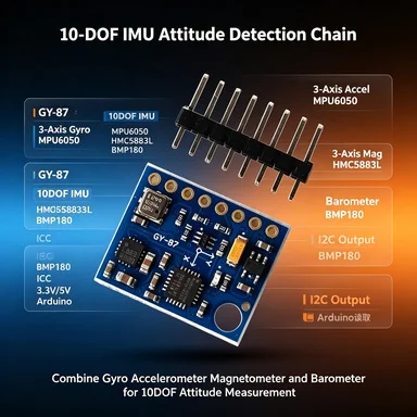 10DOF GY-87 IMU Module BMP180 MPU6050 HMC5883L, 3-Axis Gyro/Accel/Magnetometer for Arduino