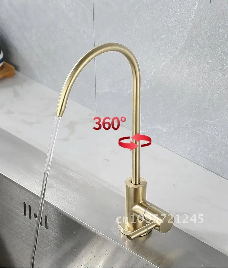 

Direct Drinking Faucet Prified Rotating Faucet Kitchen Lead Free Steel 1/4' Stainless Decked Brush G 304 Gold Sink Faucet