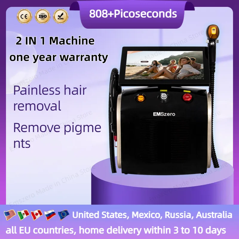 Soprano Titanium Hair Removal Professional 2-In-1Diode Laser Pico lpl Nd Yag Picosecond Laser Opt Hair Removal Tattoo Removal