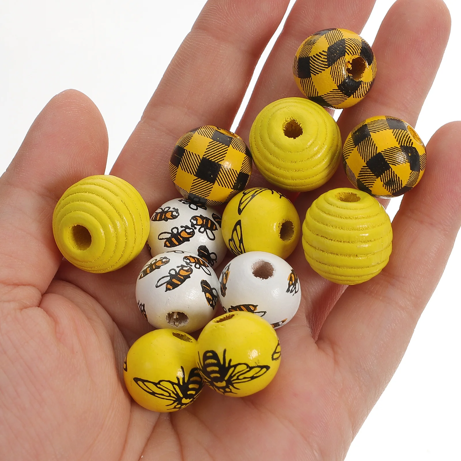 120 Stück Kinder-DIY-Holzperlen zur Dekoration, Bienen-Thema Bastelzubehör für Bauernhaus-Party, Kinderzimmer-Dekoration, Handgemachter Schmuck