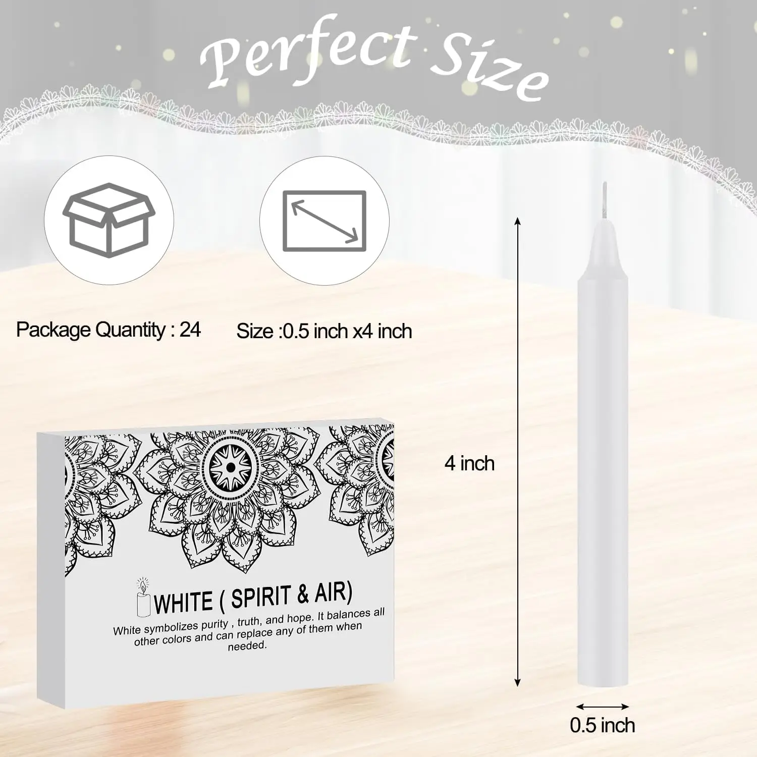 24 White 4-Inch Stick Candles, Drip-Free, Smokeless, Unscented, Household Dinner Candles, Hand-Poured, High-Quality, Suitable for Churches, Homes,