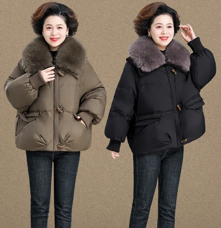 Fashionable Down Jacket, Winter Clothing, Noble and Thick Cotton Jacket, Autumn and Winter Truly Oversized Fur Collar