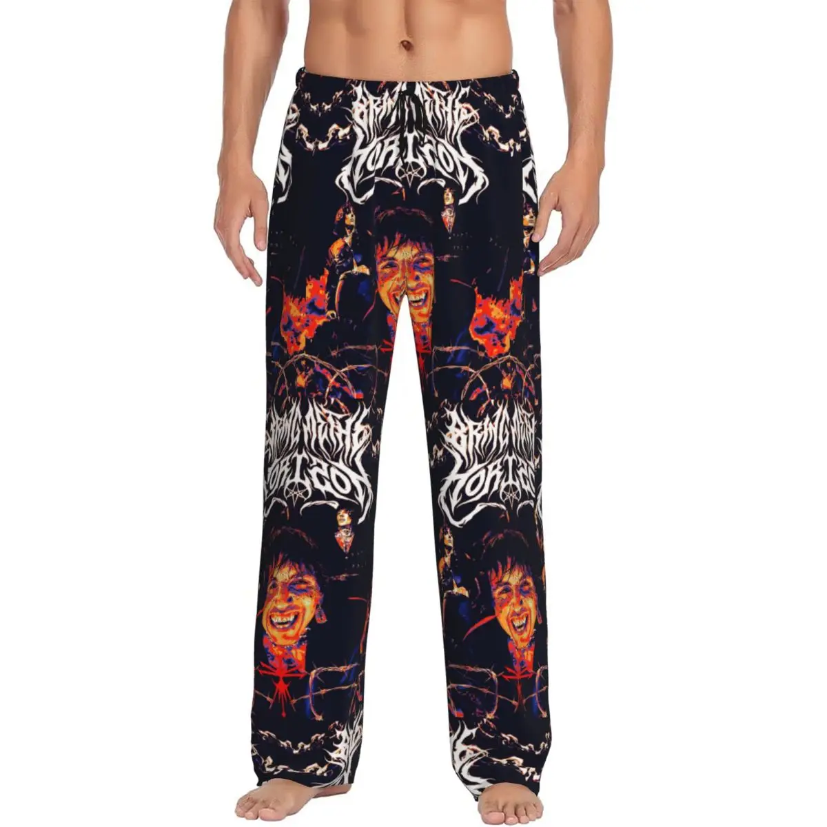 

Custom Printed Men Rock Brand Bring Me Band The Horizoned Pajama Pants Sleepwear Sleep Lounge Bottoms with Pockets