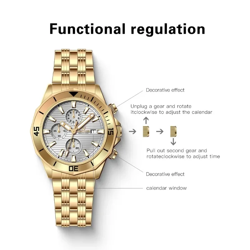 Classic Retro Men's Quartz Watches Calendar Luminous Clock Waterproof Chronograph Elegant Business Men Watches reloj hombre