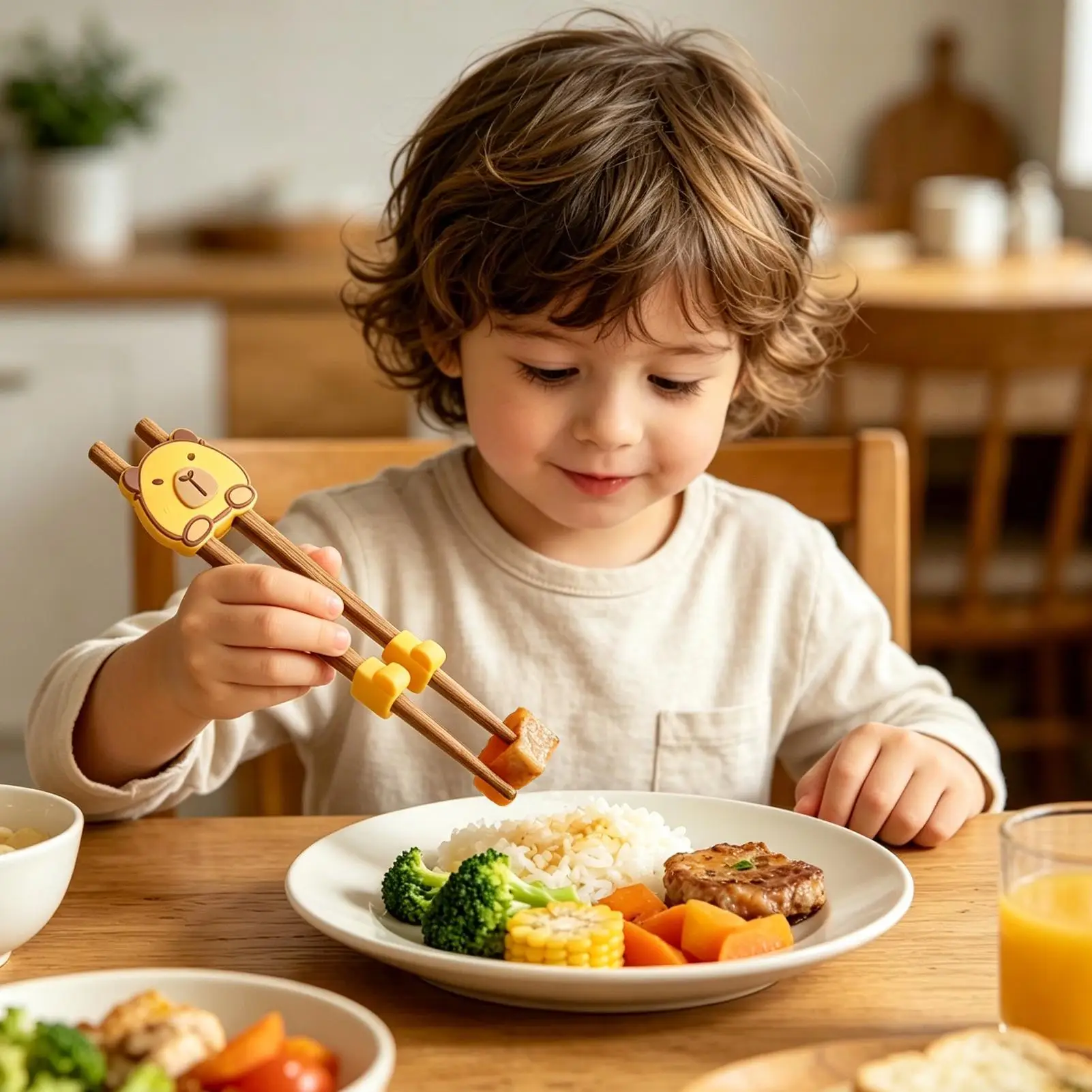 Chopsticks For Training Helpers For Kids Silicone Chopsticks Capybara Connector Washable Trainer For Eating Beginner Home Kids