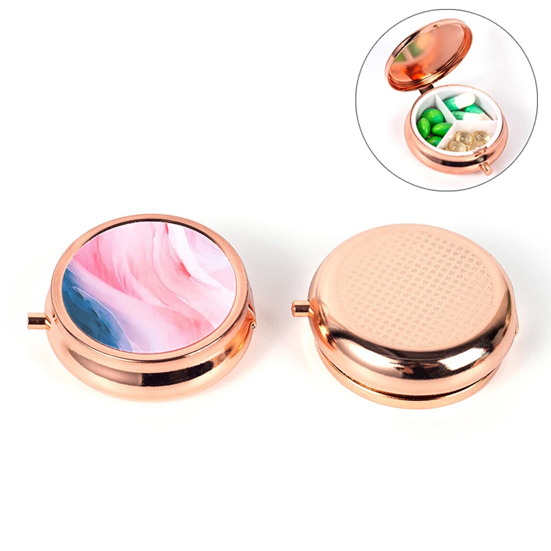 1/3 Cell Metal Pill Boxes Round Pill Boxes Medicine Organizer Container Medicine Case Splitters Pill Candy Box