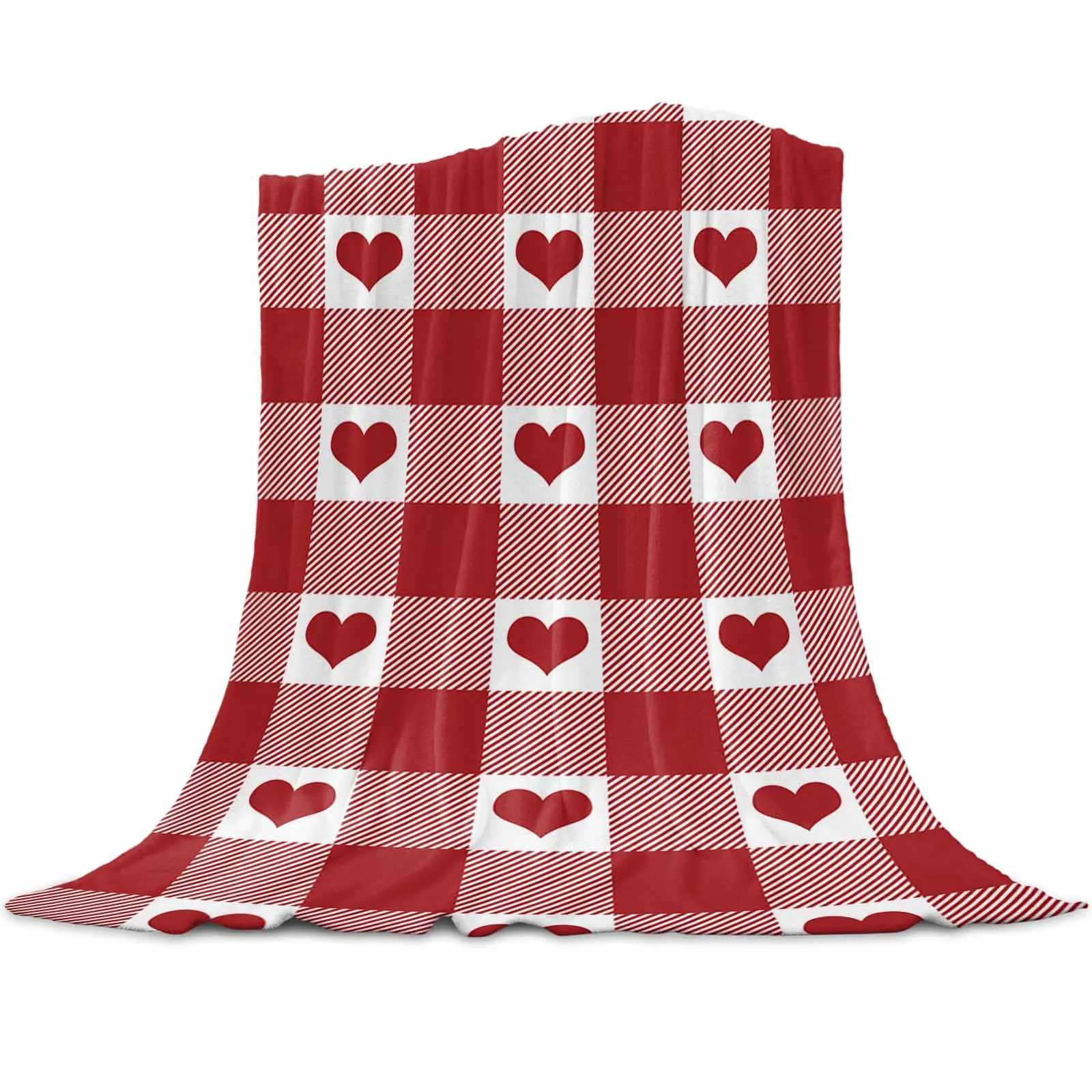 

Romance Red Plaid Throws Blankets for Sofa Bed Soft Plush Warm Sofa Throw Blanket Holiday Gifts