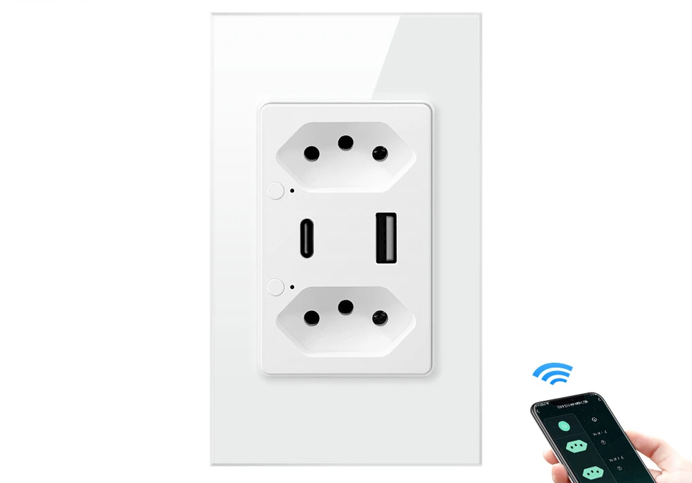 Graffiti WiFi Brazilian wall socket Type C /USB can be controlled individually, Brazilian smart socket