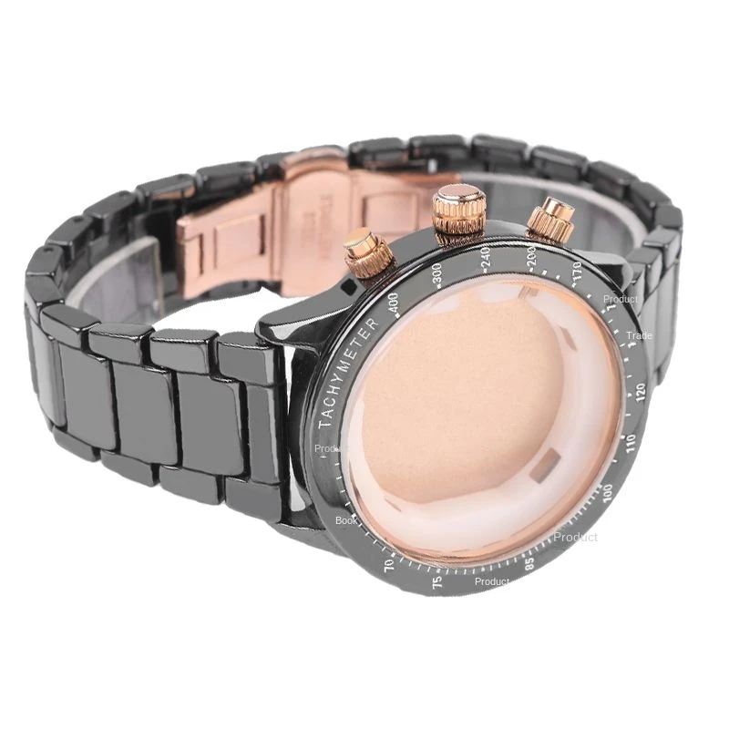 Ceramic Watch Strap Case For Armani Ceramic Set Pilot Rose gold AR70002 AR1509 AR1507 Three Eyes Black Men Watchband Bezel