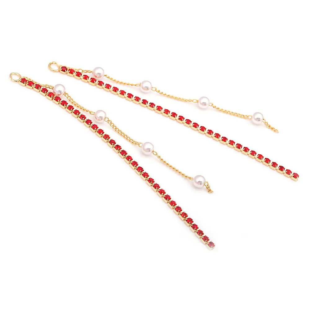 18K Gold Color Brass and Zircon with Rhinestone Chain Tassel Earrings Connect Charms High Quality Diy Jewelry Making Accessories