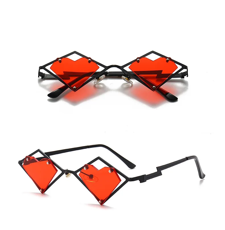 Metallrahmen Herz randlose Sonnenbrille Frauen Männer Steampunk Luxusmarke Sonnenbrille weibliche Farbverlauf Hip Hop Brillen UV400 Farben – Detail 11
