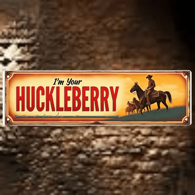 2D Flat Vintage Metal Sign 16x4 Inches Wild Blueberry Vintage Metal Sign, Suitable for Home Walls, Backyards, Cafes, Bars