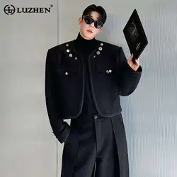 LUZHEN Niche Designer Small Fragrance Style Pearl Inlaid Multi Button Short Jacket Fashion Elegant Men's Clothes Coats LZ6322