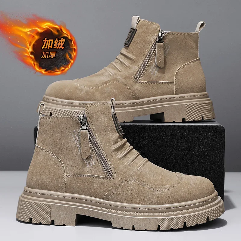 Tooling Boots for Men Casual Non-slip Ankle Biker Mans Boot Basic Fashion Desert Mens Climbing Shoes High Tops Explosive Style