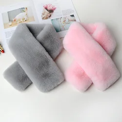 Children'S Double-Sided Velvet Thickened Fleece Scarf Korean Style Imitation Fur Warm Scarf Fur Collar Autumn And Winter