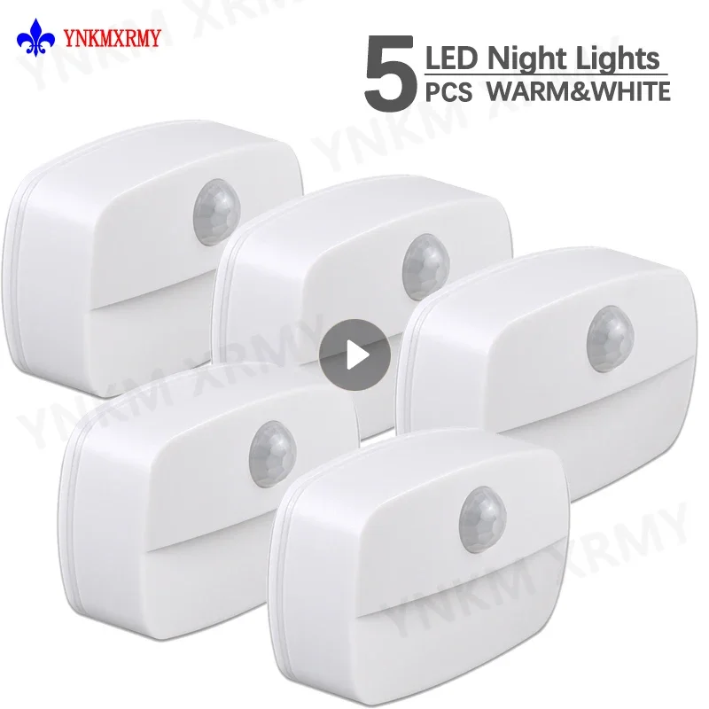 MINI LED Night Lights Wireless PIR Motion Auto Sensor Hallway Closet Stair Room Lamps Battery Powered Cabinet Door Stair Lights