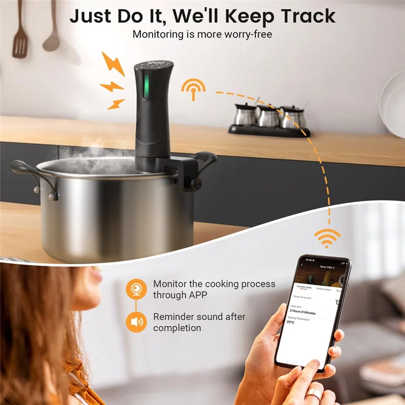 ABWM-Wifi APP Included, Kitchen Gadgets Ultra Quiet Stainless Precision Immersion Circulator Device, AU Plug