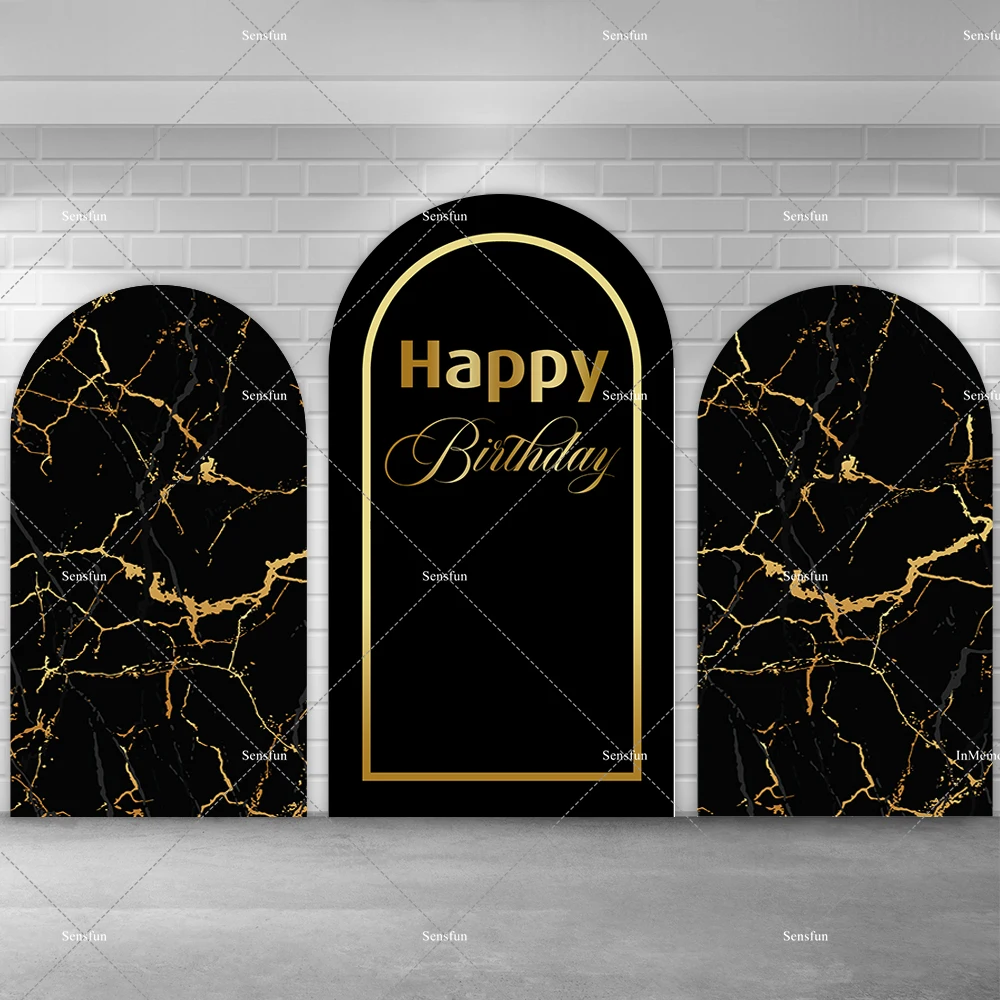 غطاء خلفية على شكل قوس خوخه لامع باللونين الأسود والذهبي للبالغين والرجال والنساء وخلفيات تصوير لحفلات أعياد الميلاد السعيدة