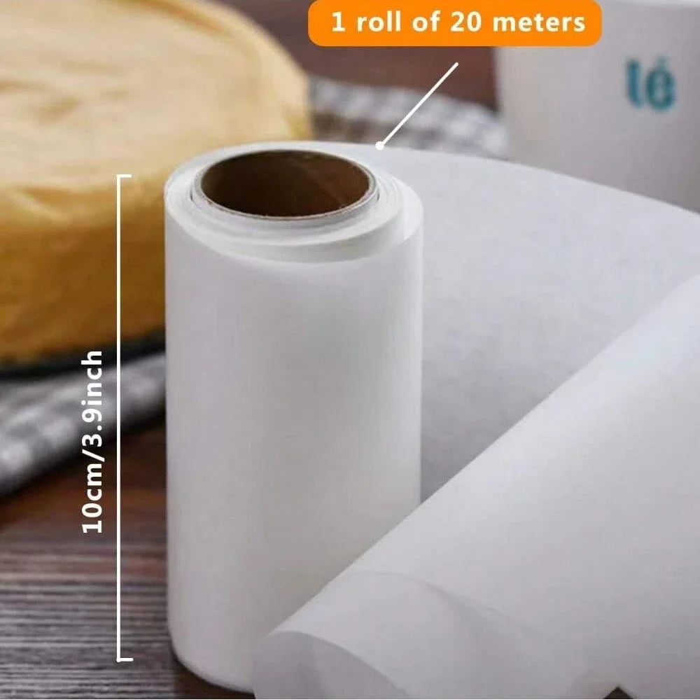 1 Roll 20m Non-Stick Baking Paper Oil Paper for Microwave Oven Cake Edges BBQ Air Fryers Liners for Cake Pans Packing Biscuits