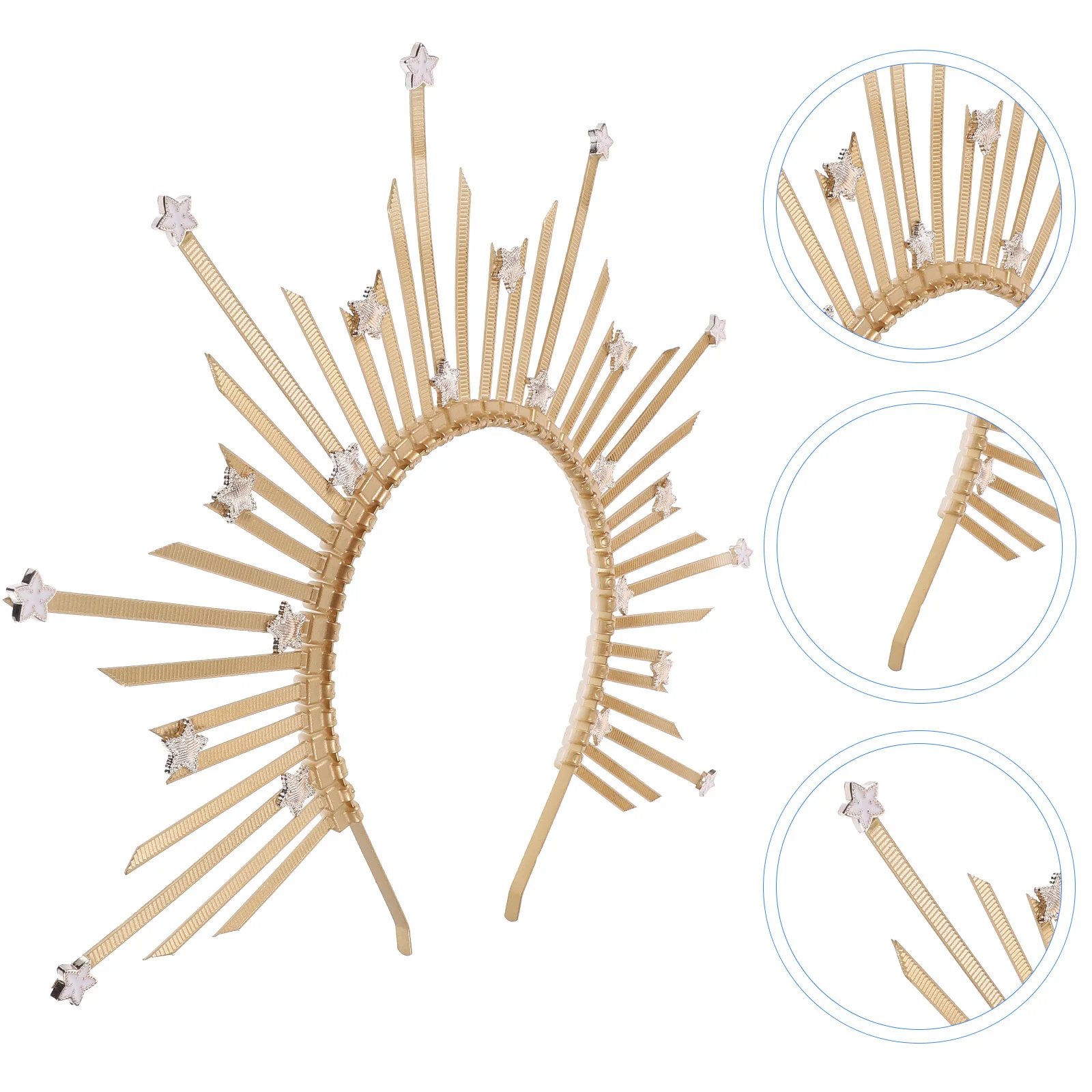 

Golden Sunburst Headband For Women Gothic Spike Crown Headpiece Lightweight Goddess Hair Accessory Halloween Party Decor