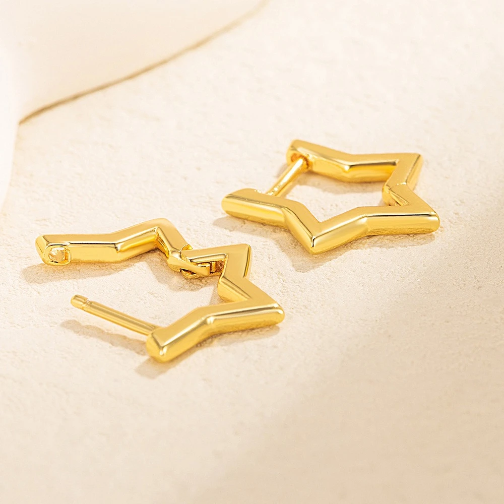 

925 Sterling Silver Simple Fashion Personalized Five-pointed Star Earrings Daily Versatile Jewelry