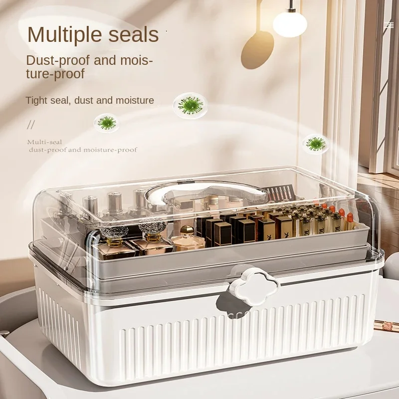 Art Craft Organizer Storage Box 3-Layer Plastic Tool Box with Handle Portable Medicine Cosmetic Storage Box Cosmetic