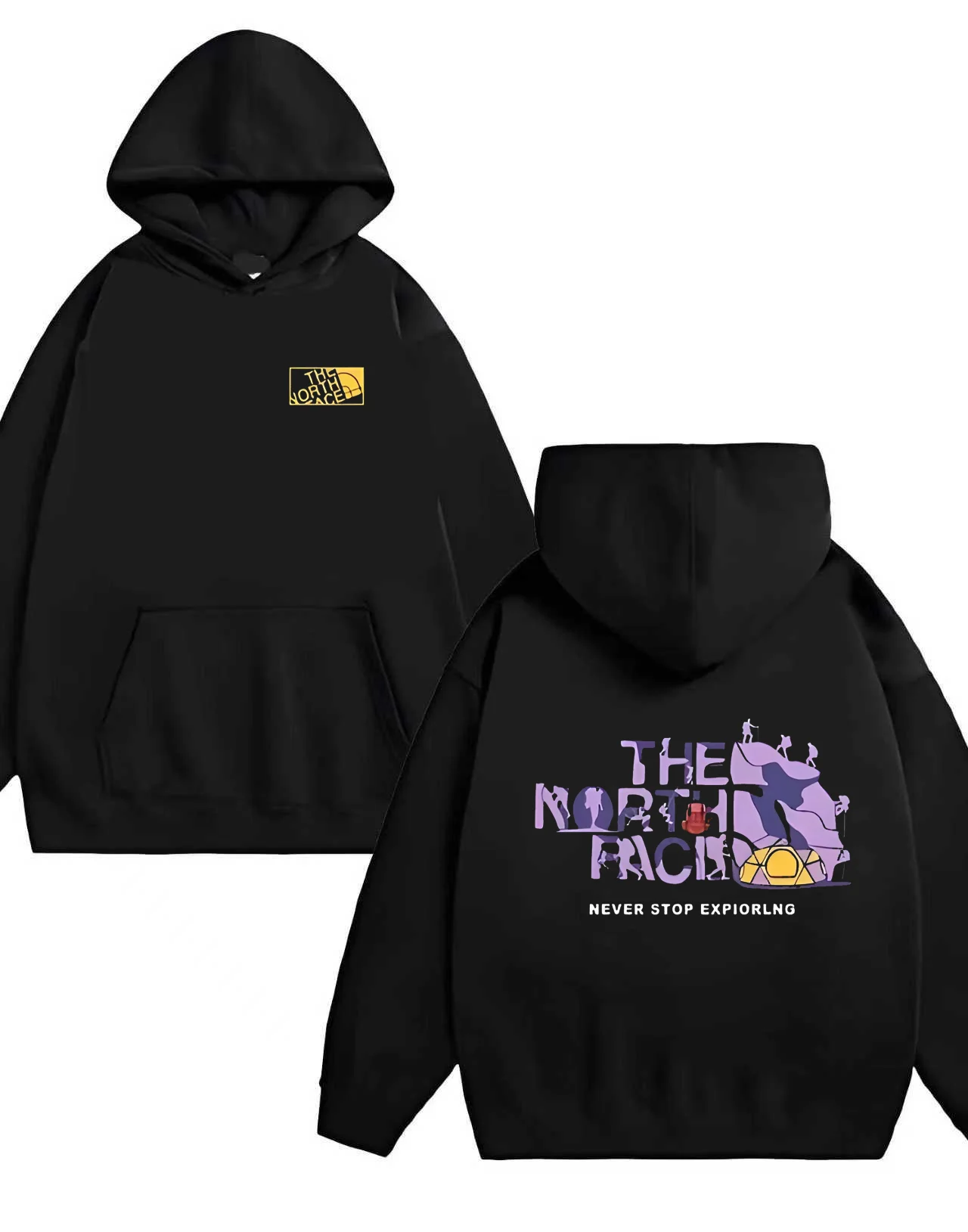 

2025 Новая толстовка с горным принтом «North Face» для мужчин и женщин, повседневный свободный пуловер, 330 г, сверхпрочная толстовка с капюшоном